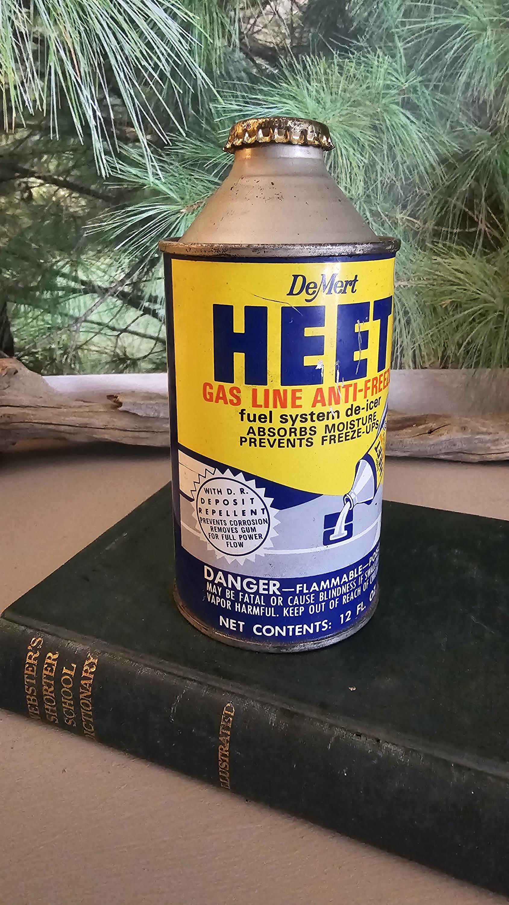 Vintage 1960s HEET Gas Line Anti-freeze Can: Automotive