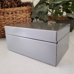 Gray Industrial Metal File Box with Hinged Lid Metal Storage File Box  #1481