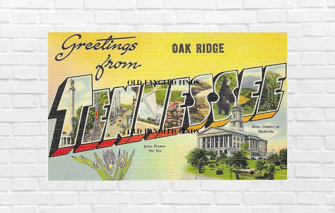 Oak Ridge Post Card Digital Download Greetings From Oak Ridge TENNESSEE 1930s Linen ...