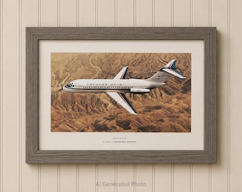 Vintage Douglas DC-9 Aircraft Aviation Print #3081  (Frame Not Included)