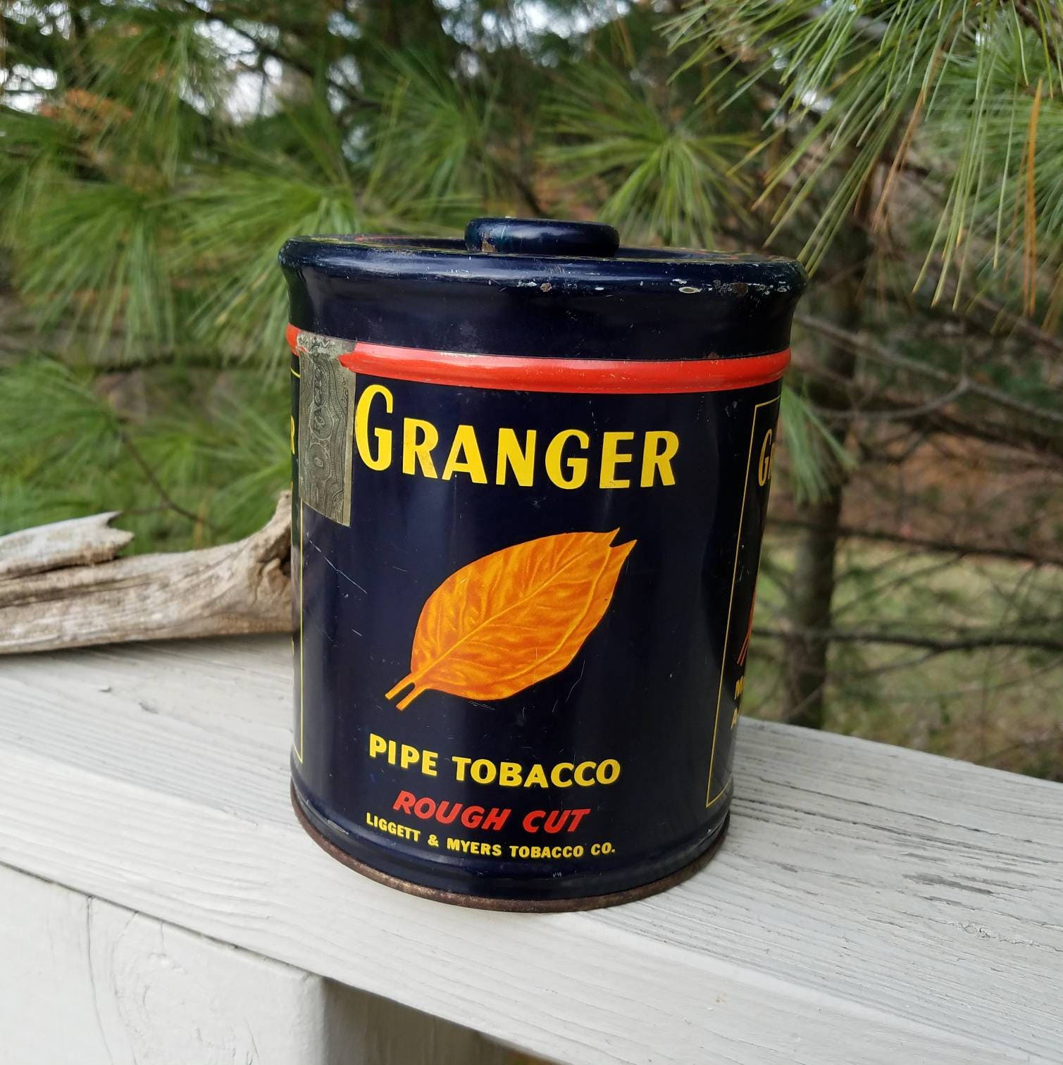 pipe tobacco tin Granger Pipe Tobacco Rough Cut Tobacco Can Vintage Advertising #2
