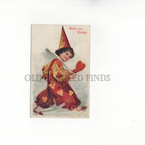 Digital Download Antique Hearts Are Trumps Postcard Little Boy in a Heart Suit / Digital Postcard Art