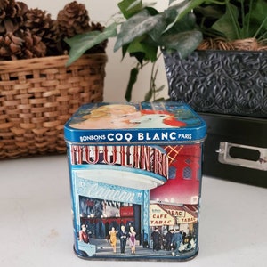 Bonbons COQ BLANC Paris Soirees de Paris Tin Made in France / Vintage French Bonbons Tin   #1618