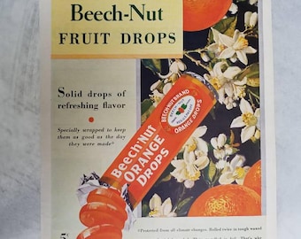 Beech-Nut Fruit Drops Magazine Print Ad 1920's Collier, The National Weekly Antique Advertising Candy Print