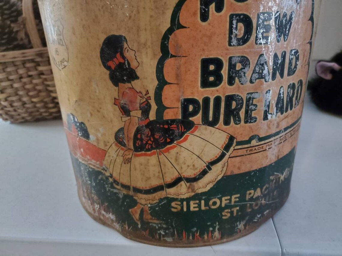 Honey Dew Pure Lard Can With 2 Loop Handles & Lid Rustic Lard Etsy