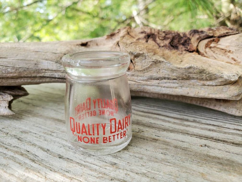Small Glass Creamer Bottle QUALITY DAIRY Dairy Advertising Etsy