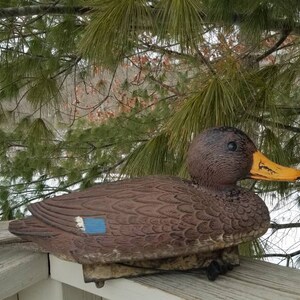 Set of 2 Male Female Flambeau Mallard Plastic Duck Decoys, Vintage Cabin Yard Decor image 4