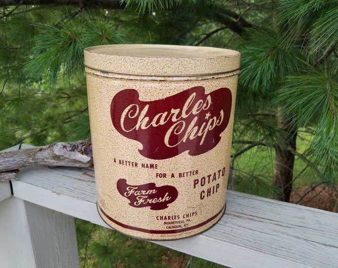 Charles Chips Potato Chip Tin Vintage Can Empty Etsy