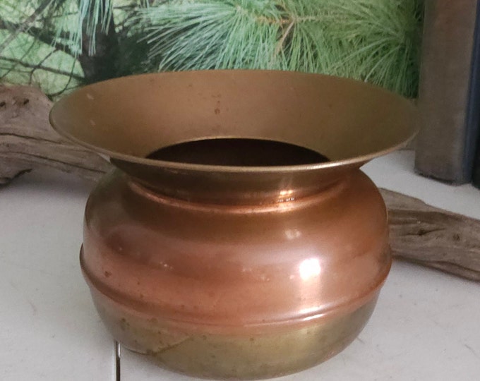 Small Brass & Copper Spittoon Vintage Home Decor Man Cave Brass
