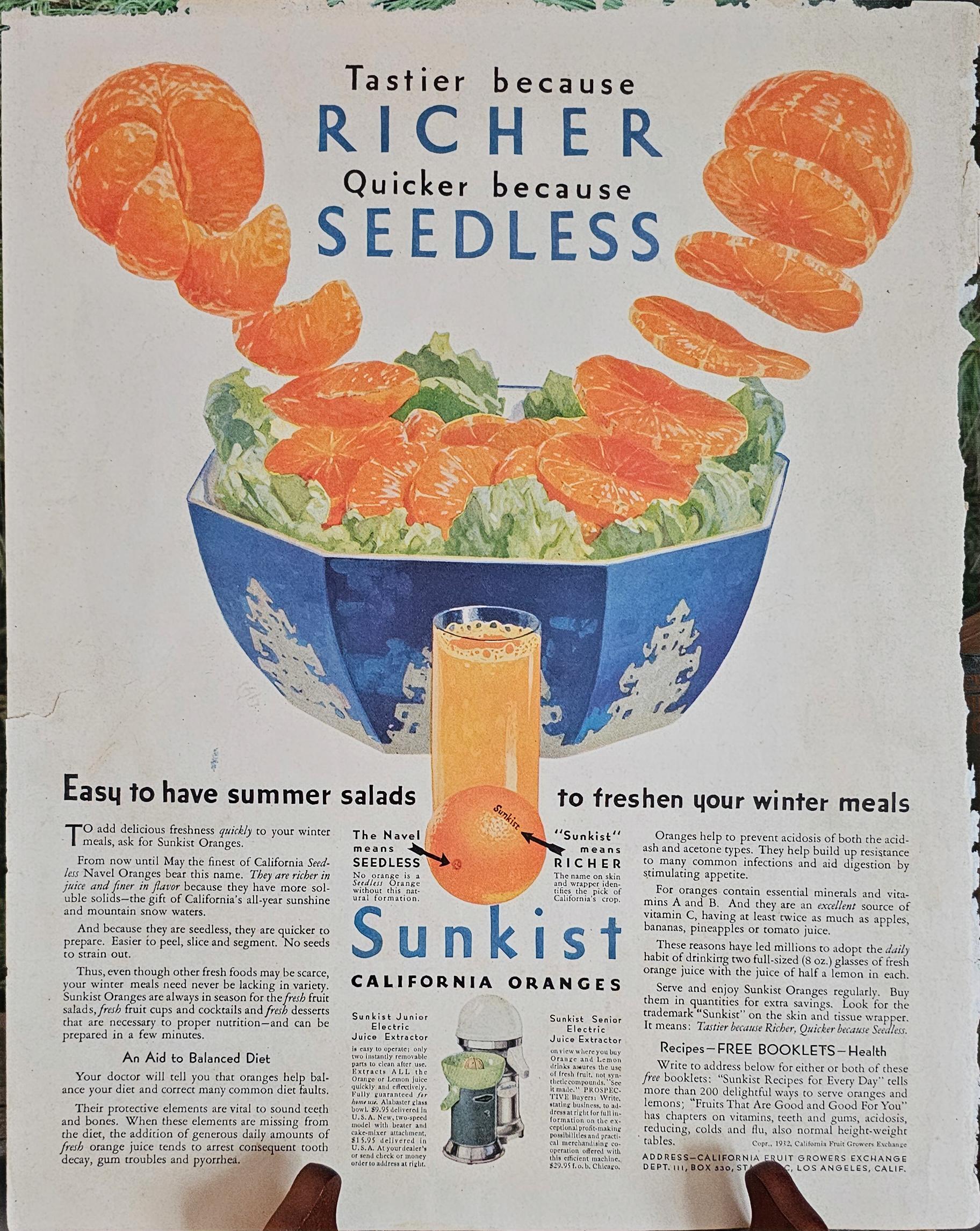 1930s Sunkist Oranges & Aqua Velva Ad: Vintage Art Deco Print - Etsy