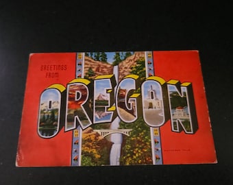 Vintage "Greetings From Oregon" Linen Postcard