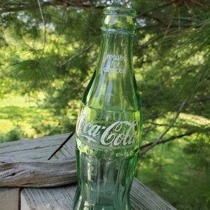 Vintage Coca Cola Bottle Liberty Glass / 6 1/2 Ounce Coca Cola Glass Soda Bottle Return for Refund White Lettering