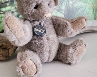 1986 “gundy” Gund Collectors Classics K-3 8” Gray Jointed Teddy