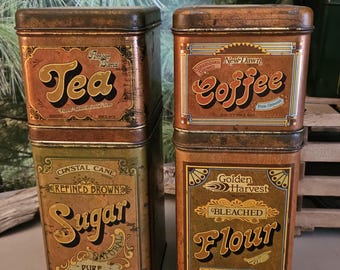 1970s Golden Harvest Cheinco Canister Set: Vintage Kitchen Storage