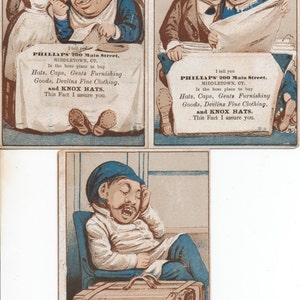 Victorian Trade Cards Antique Advertising 3 KNOX HATS Cards Collectible Ephemera