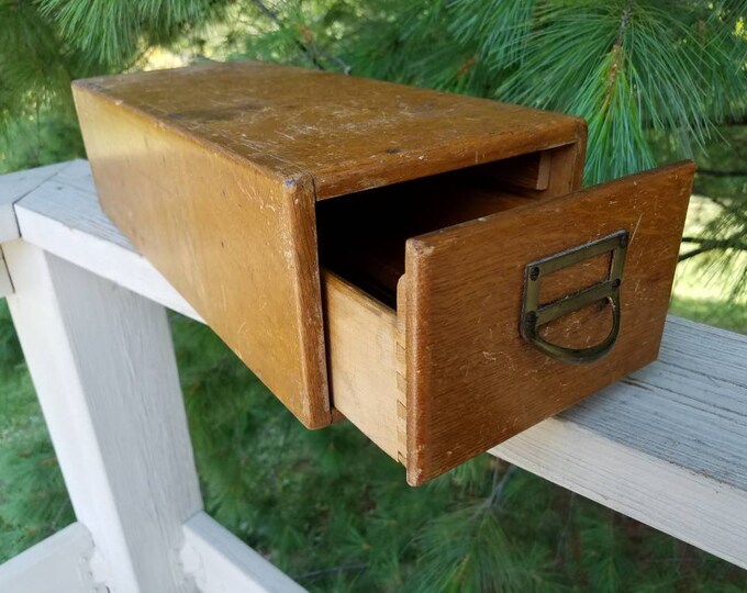 Wood Library Card Catalog Drawer With Brass Label Plate/drawer Pull Etsy