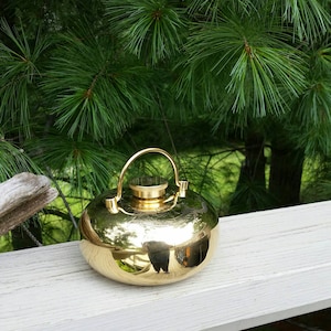 Vintage Etched Brass Hand Warmer / Teapot‑Style Hot Water Bottle