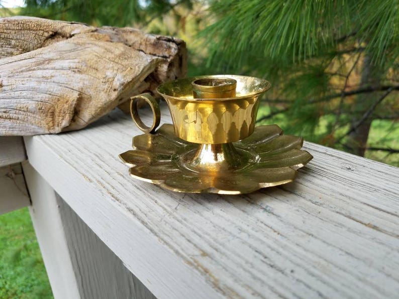 Brass Finger Loop Candle Holder Flower Shaped with Thumb Rest Etsy