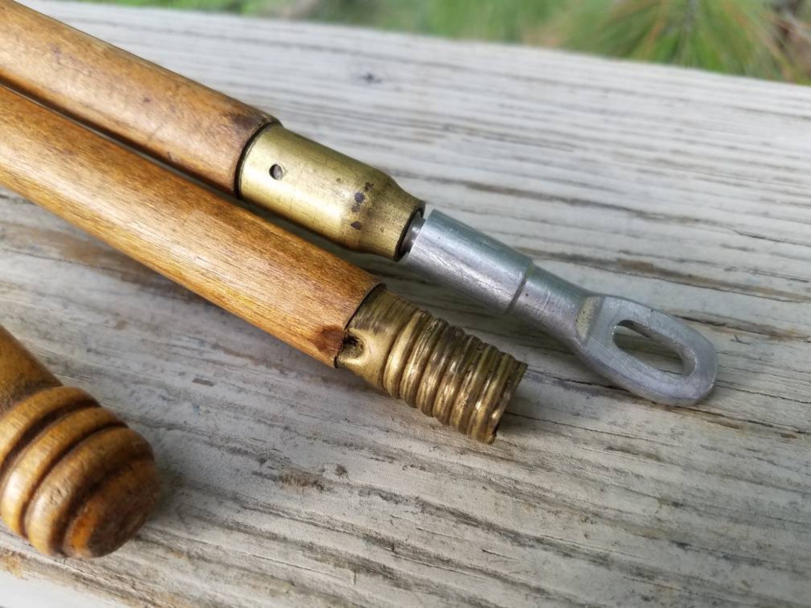 Antique Wood & Brass 3 Piece Gun Cleaning Rod Turned Wood Etsy