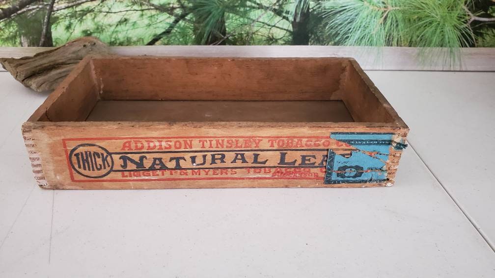 Vintage Addison Tinsley Tobacco Crate: Thick Natural Leaf Display Box #2580 