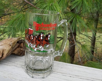 Details about   Budweiser 1992 Clear Glass Beer Mug Clydesdale Holiday Anheuser-Busch 