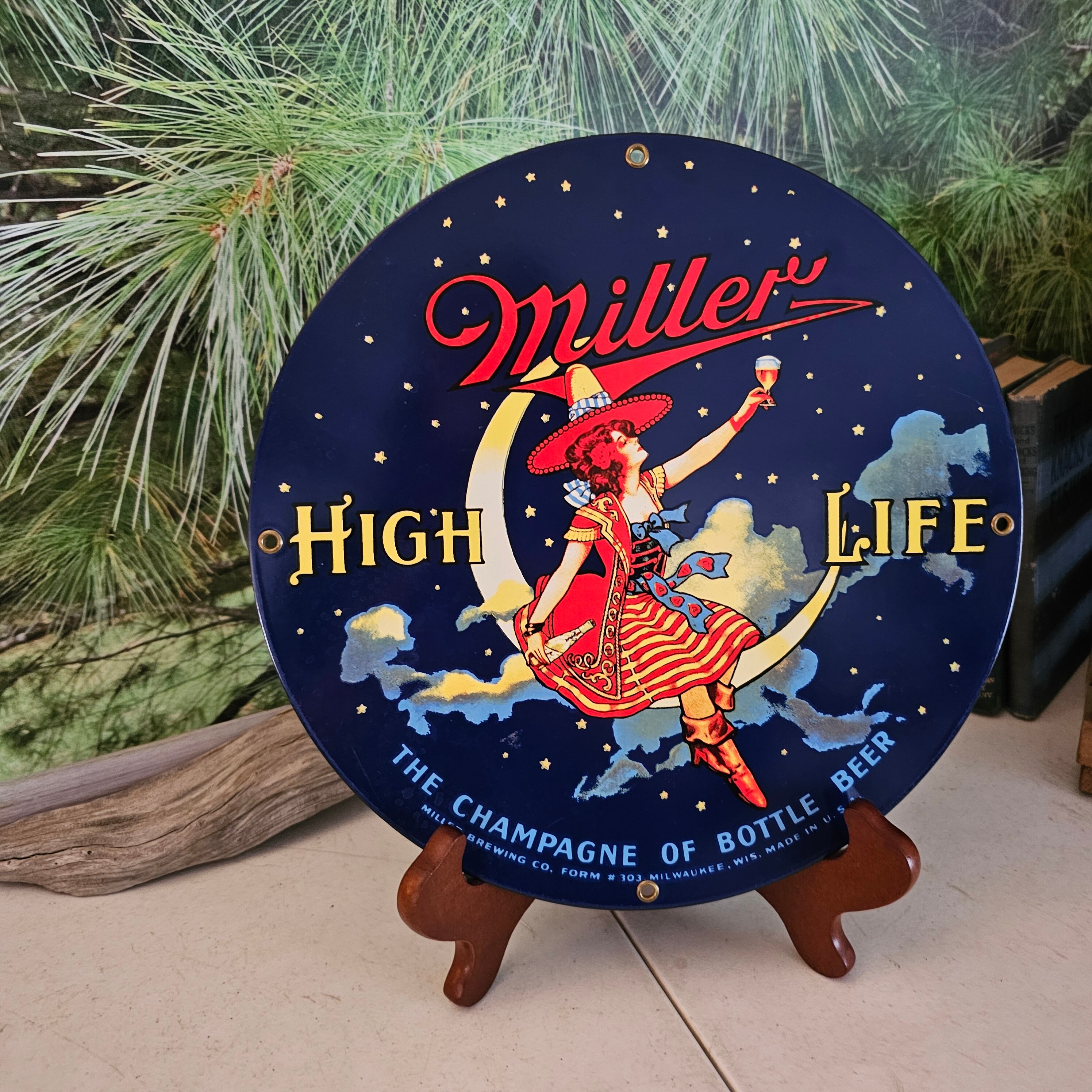 Vintage Miller High Life Beer Sign: Ande Rooney Porcelain