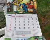 1955 Hall's Esso Servicenter Wall Calendar Lake City, Tennessee Vintage Auto Advertising