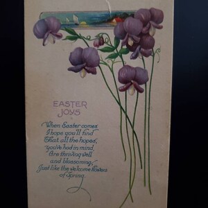 Antique Easter Joys Floral Postcard / Collectible Easter Postcard