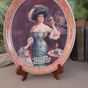 Pepsi-Cola Oval Tray Features Gibson Girl 1970s Collectible Soda Tray Vintage Home Decor  #4468