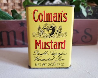 Vintage COLMAN'S MUSTARD Spice Tin / Yellow, Red & Black Colman's Mustard Spice Can 2 Ounces. #3049