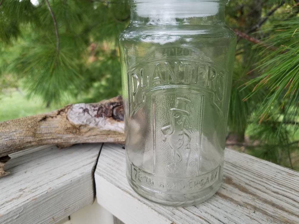 Planters Peanut Jar / Clear Glass 75th Anniversary Planters Etsy