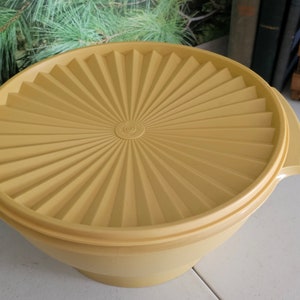 Tupperware Extra Large Bowl Salad Bowl With Lid 880-4 and Set of 5 Matching  Bowls Vintage Harvest Gold Starburst Lid 