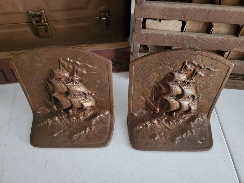 Cast Iron Spanish Galleon Style Bookends / Cast Iron Nautical Etsy