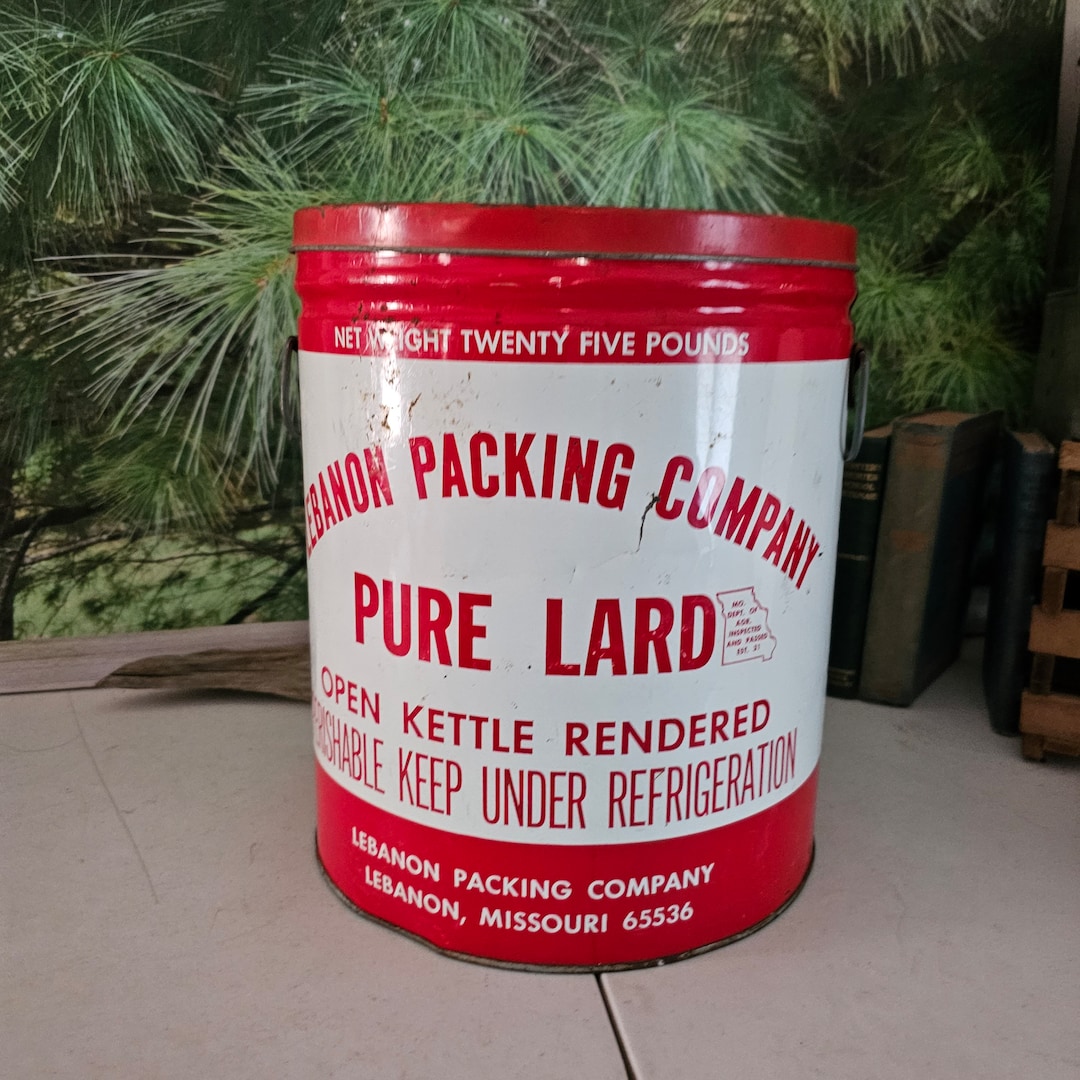 Red & White Lebanon Pure Lard Can Lebanon Packing Company Etsy