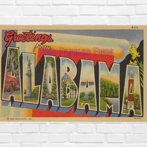 Download digitale Grandi lettere Saluti dall'ALABAMA Cartolina digitale Arte