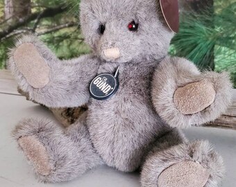 1986 Small Gray GUND 8 1/2 Inch Bear With Chest, Ear, & Tush Tag