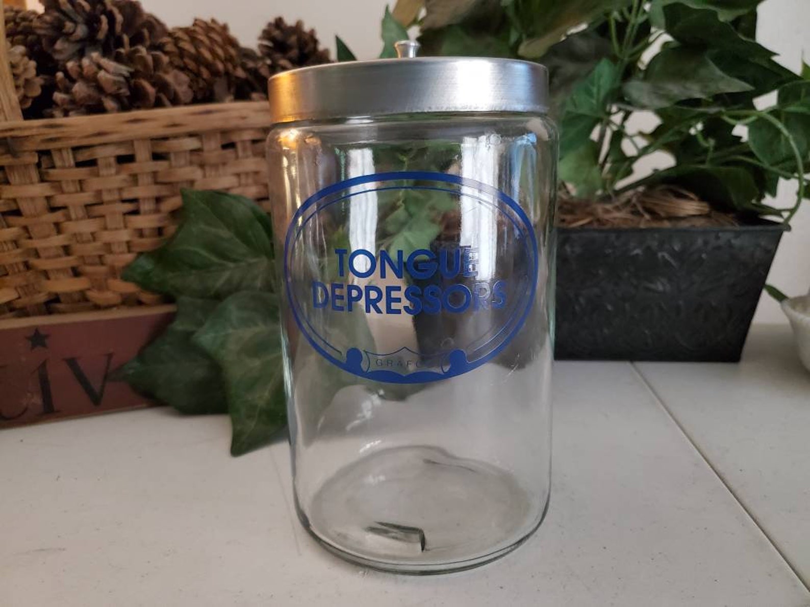 Vintage Glass Tongue Depressor Jar With Lid / Vintage Medical Etsy