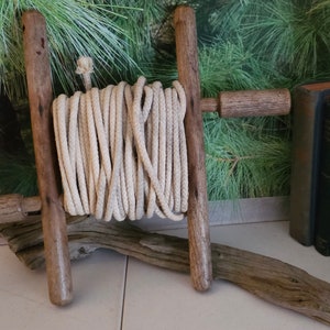 Old Wood Double Handle Rope or Clothesline Winder, Wood Rope Spool, Vintage Trotline Fishing Holder  #3429