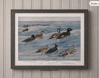 Louis Agassiz Fuertes Bird Print – American Scoter, Ruddy Duck Bookplate #2162  (Frame Not Included)