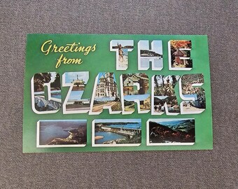 Vintage Ozarks Postcard: Unused Chrome Greetings, Large Letter Collectible