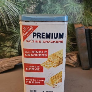 Vintage 1960s Nabisco Cracker Tin: Red, White & Blue Kitchen Decor