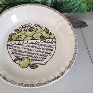 Ceramic Apple Pie Recipe Pie Plate Made in USA Royal China Company, Sebring, Ohio, USA Retro Kitchen Bakeware  #2872