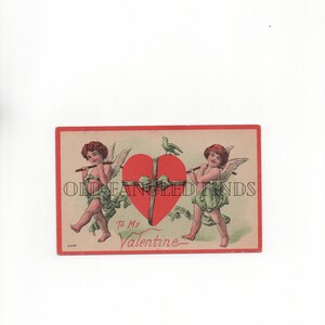 Digital Download Antique To My Valentine Postcard Cupids with Heart / Digital Postcard Art