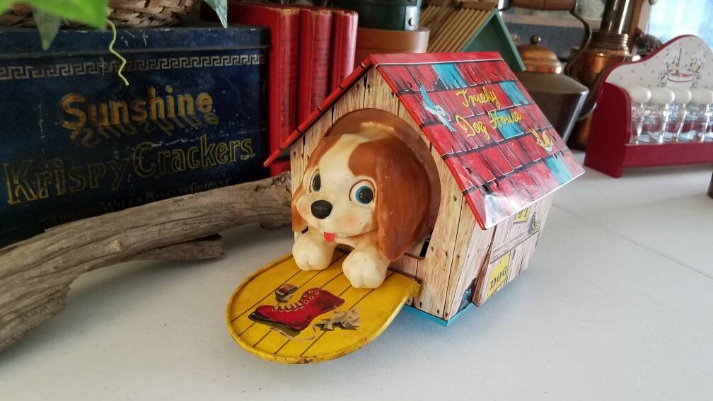 1960's Yonezawa Litho Working Battery Operated Tricky Dog House
