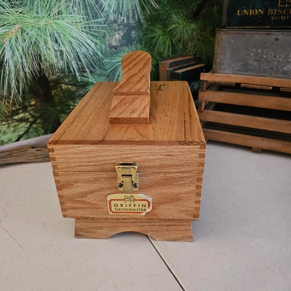 Vintage Griffin Shine Master Shoe Shine Box No Key Wood Shoe Shine