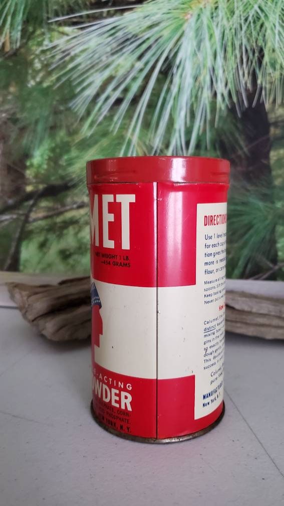 Vintage Calumet Baking Powder Tin – Chief Logo, Red Lid, 14.3 Oz