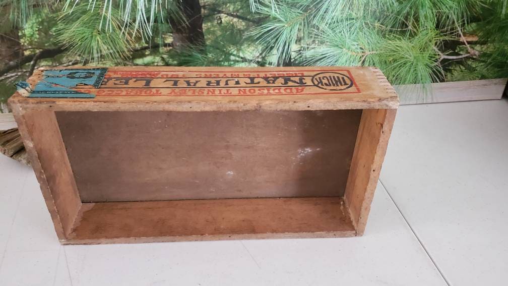 tinsley tobacco Vintage Addison Tinsley Tobacco Crate: Thick Natural Leaf Display Box #2580