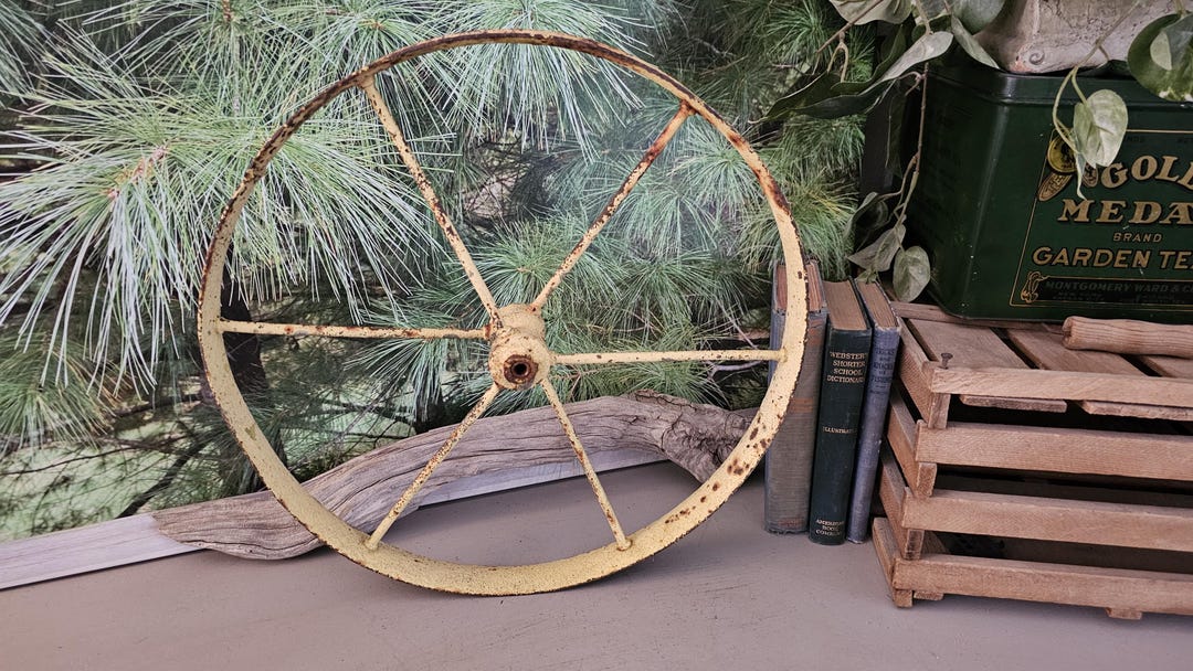 Yellow Iron Cultivator Implement Wheel 14 3/4 Inch Old Farm Wheel ...