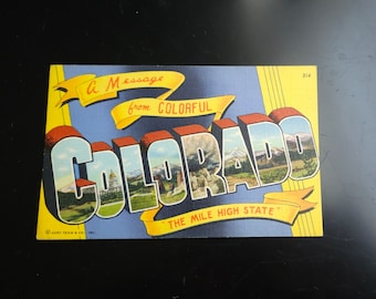 Vintage Colorado Linen Postcard: Curt Teich, 'A Message From Colorful Colorado'