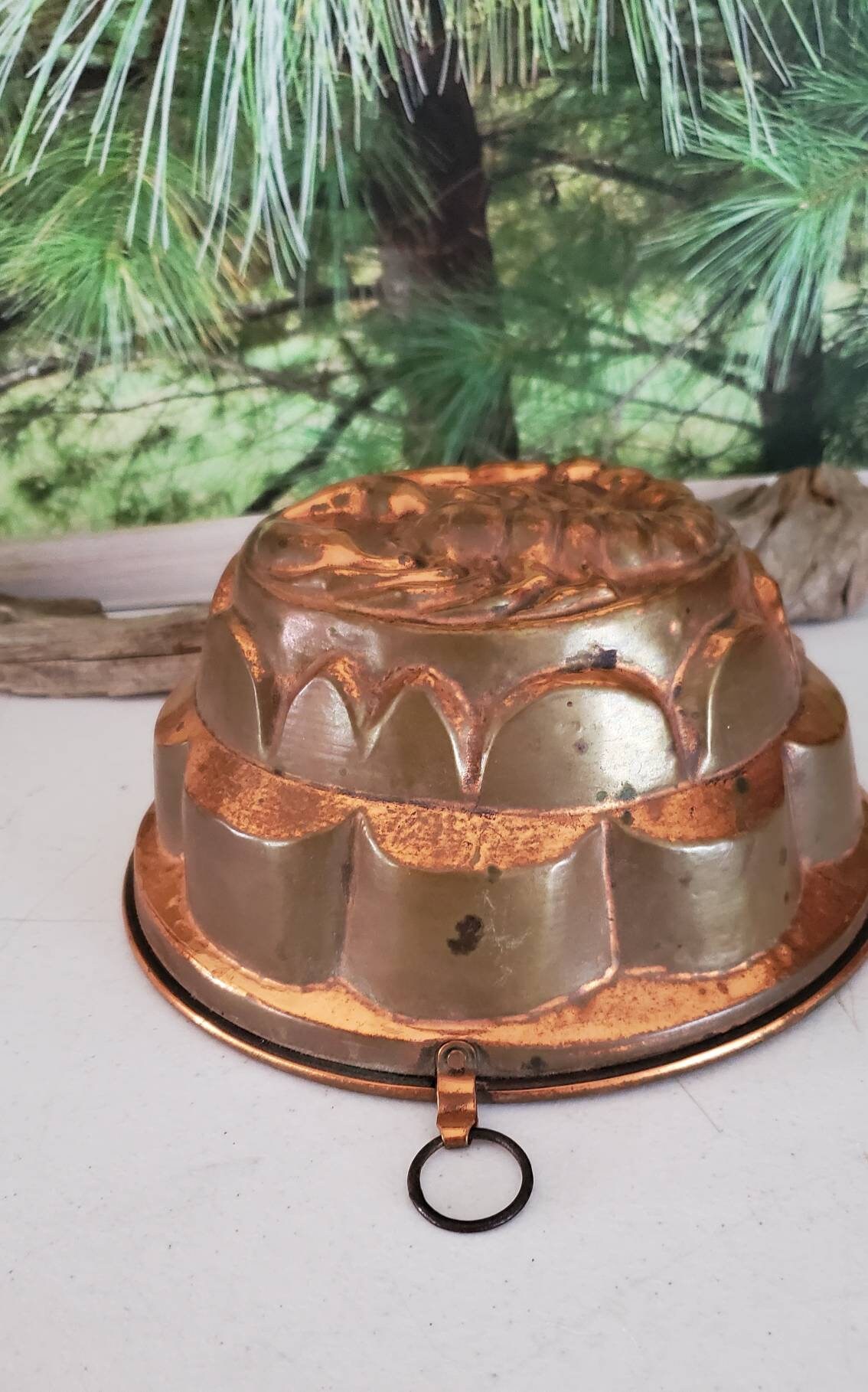 Antique Copper Aspic Mold Raised Scorpion Design Tin Lined Vintage
